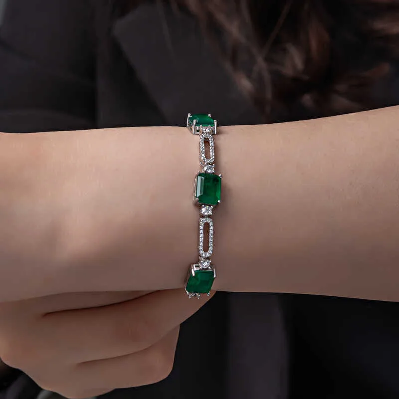 Gümüş Yeşil Renk Kare Paraiba Taşlı Kadın Bileklik görsel 2