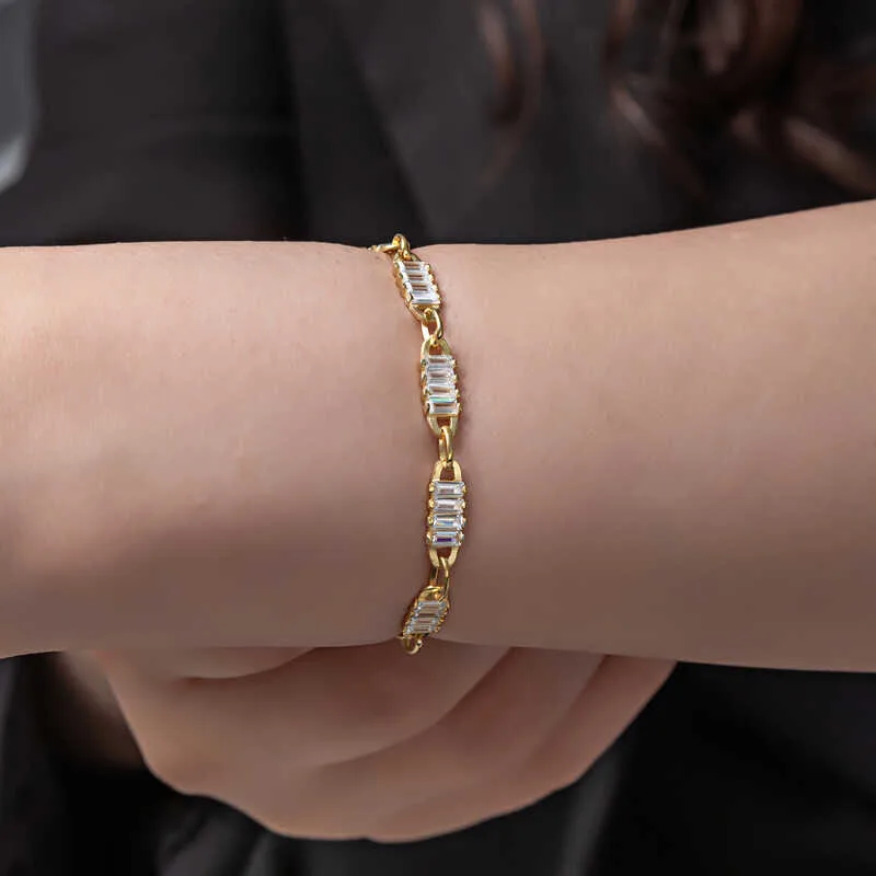 Gümüş Gold Baget Taşlı Kadın Bileklik görsel 2