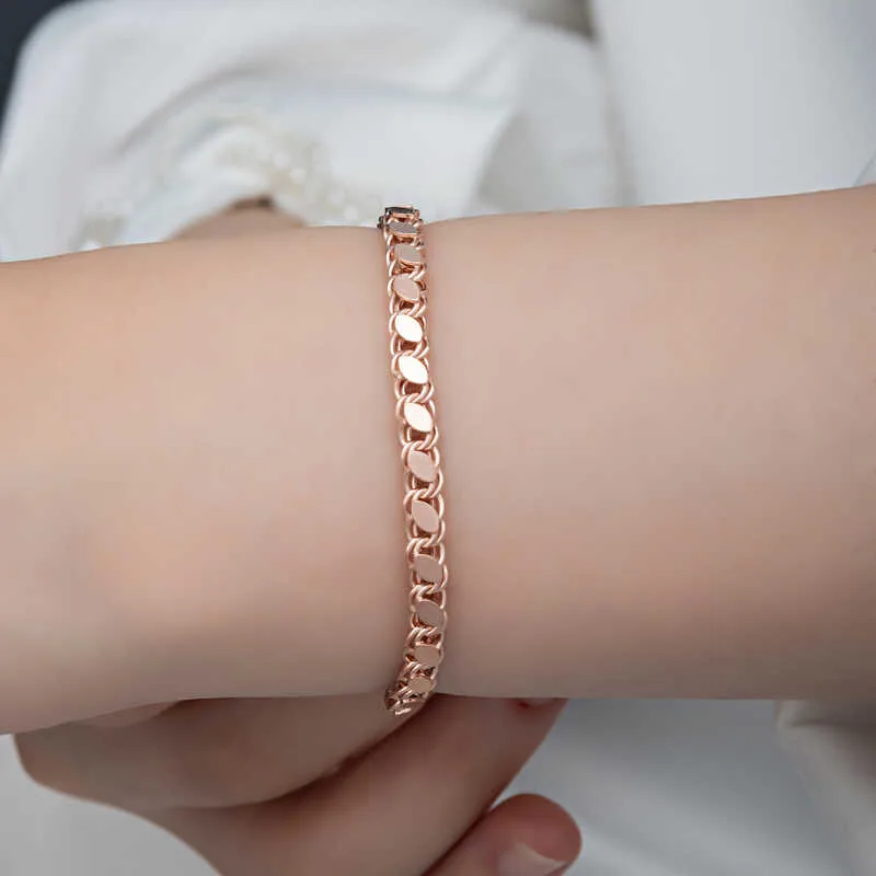Gümüş Rose Pullu Zincir Kadın Bileklik görsel 3