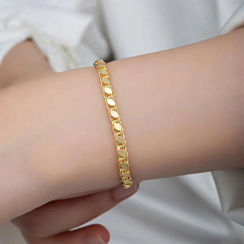 Gümüş Gold Pullu Zincir Kadın Bileklik görsel 3