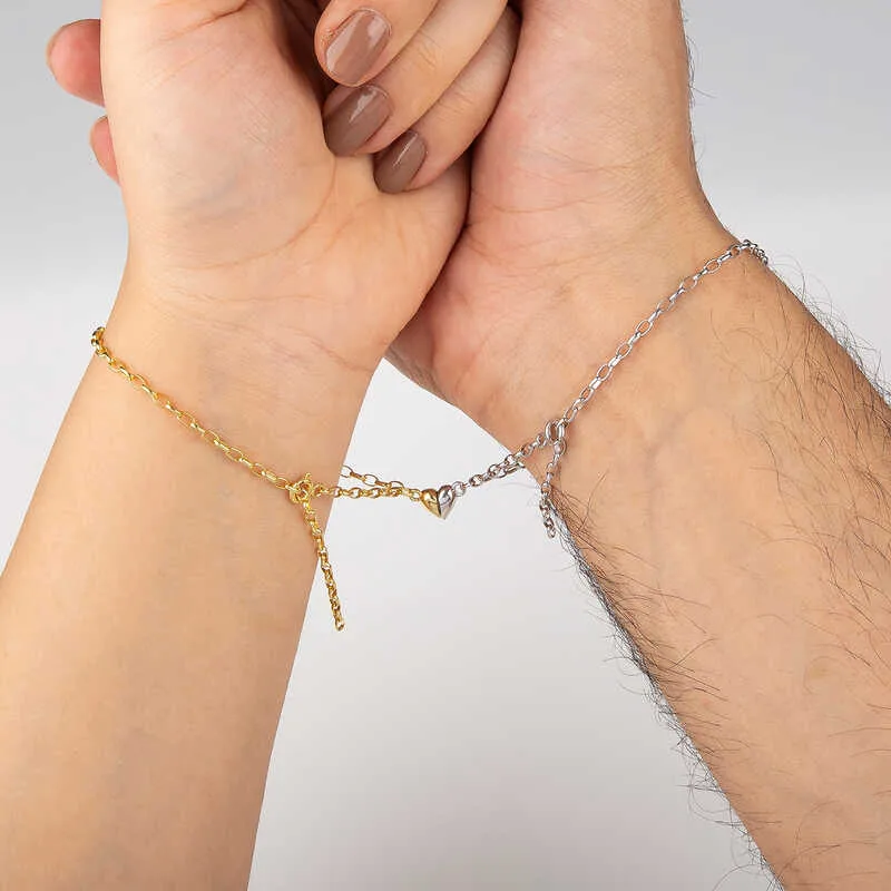 Gümüş Rodyum Gold Çift Kalpli Aşk Bileklik görsel 2