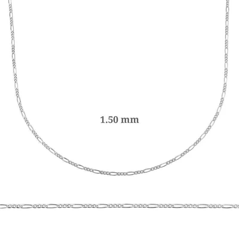 1.50 mm Gümüş Figaro Zincir - 0.40 mikron görsel 1