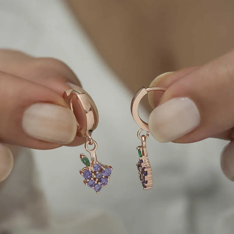 Gümüş Üzüm Figürlü Meyve Küpe görsel 4
