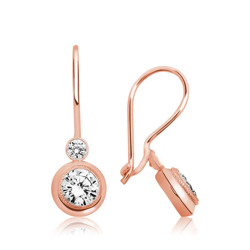 Gümüş Rose Sallantılı Tek Taş Küpe