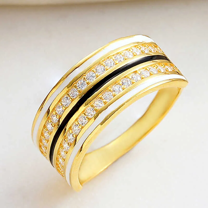 Gümüş Gold Zirkon Taşlı Kadın Yüzük görsel 1