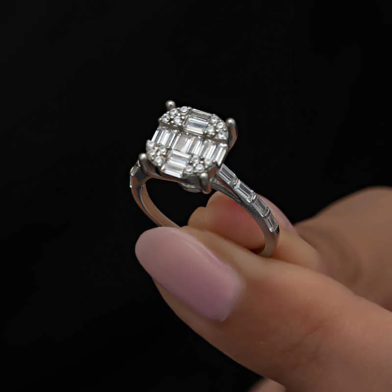 Gümüş Baget Taşlı Kadın Yüzük görsel 2
