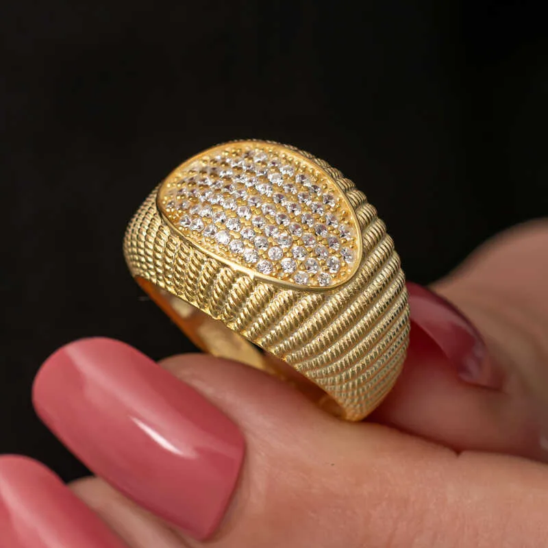 Gümüş Gold Zirkon Taşlı Kadın Yüzük görsel 1