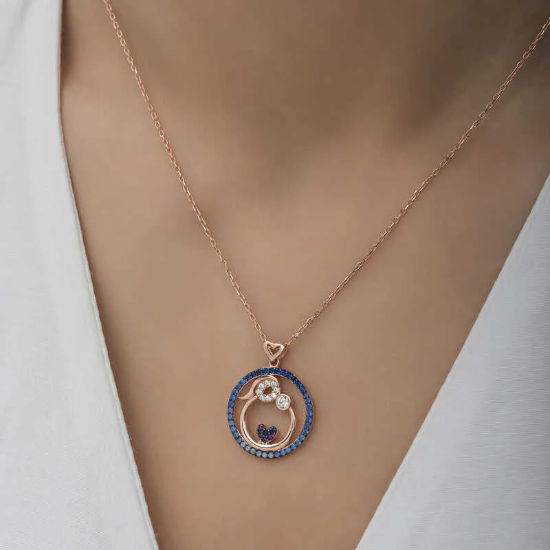 Gümüş Rose Anne Ve Bebek Sevgisi Bayan Kolye görsel 4
