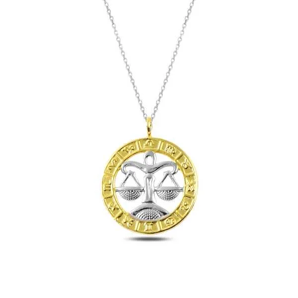 Gümüş Gold Terazi Burcu Kolye