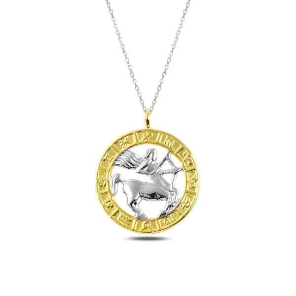 Gümüş Gold Yay Burcu Kolye
