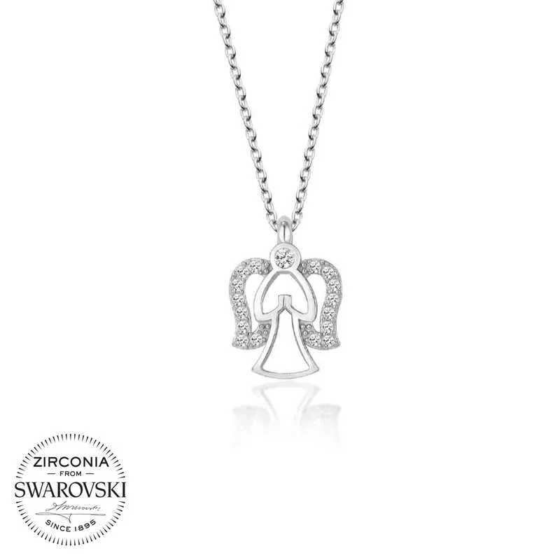 Swarovski Taşlı Gümüş Melek Bayan Kolye görsel 1