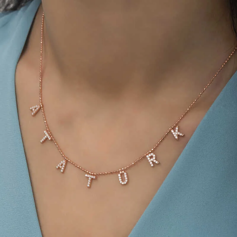 Gümüş Rose Atatürk Yazılı Bayan Kolye görsel 4