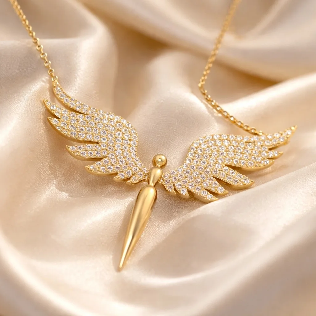 Gümüş Gold Mikail Meleği Kadın Kolye görsel 3