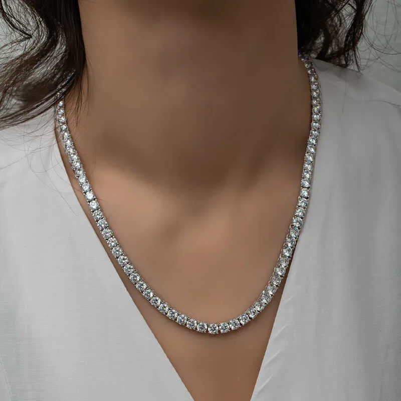 Gümüş 3 mm Beyaz Taşlı Su Yolu Kadın Kolye görsel 4