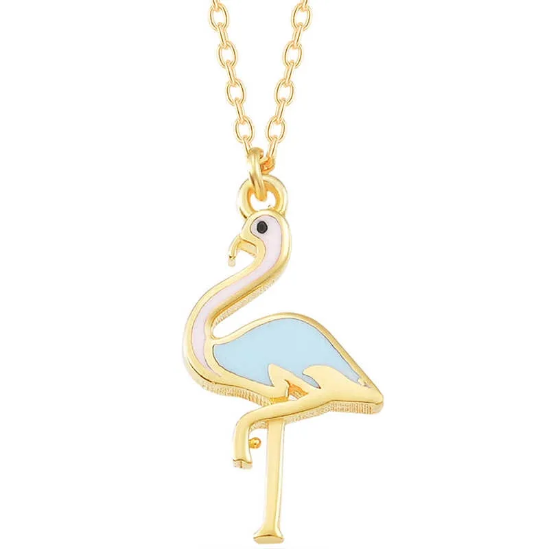 Gümüş Gold Flamingo Kadın Kolye görsel 1