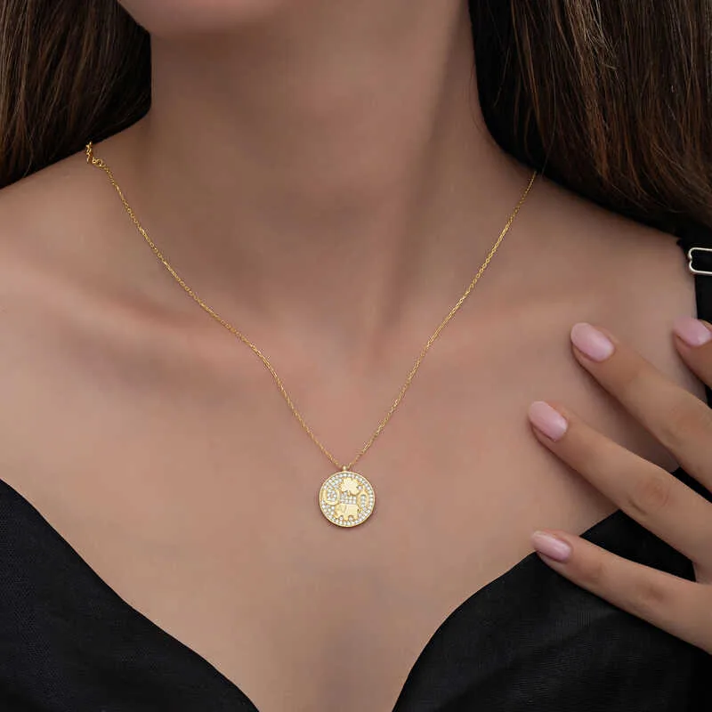 Gümüş Gold Fil Motifli Şans Kadın Kolye görsel 2
