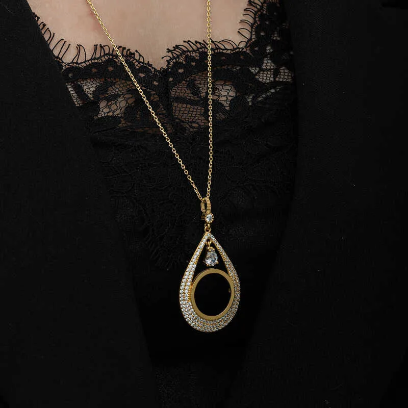 Gümüş Gold Kaplama Damla Çeyrek Takılabilen Kadın Kolye görsel 5