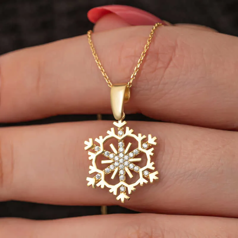 Gümüş Gold Kar Tanesi Kadın Kolye görsel 1