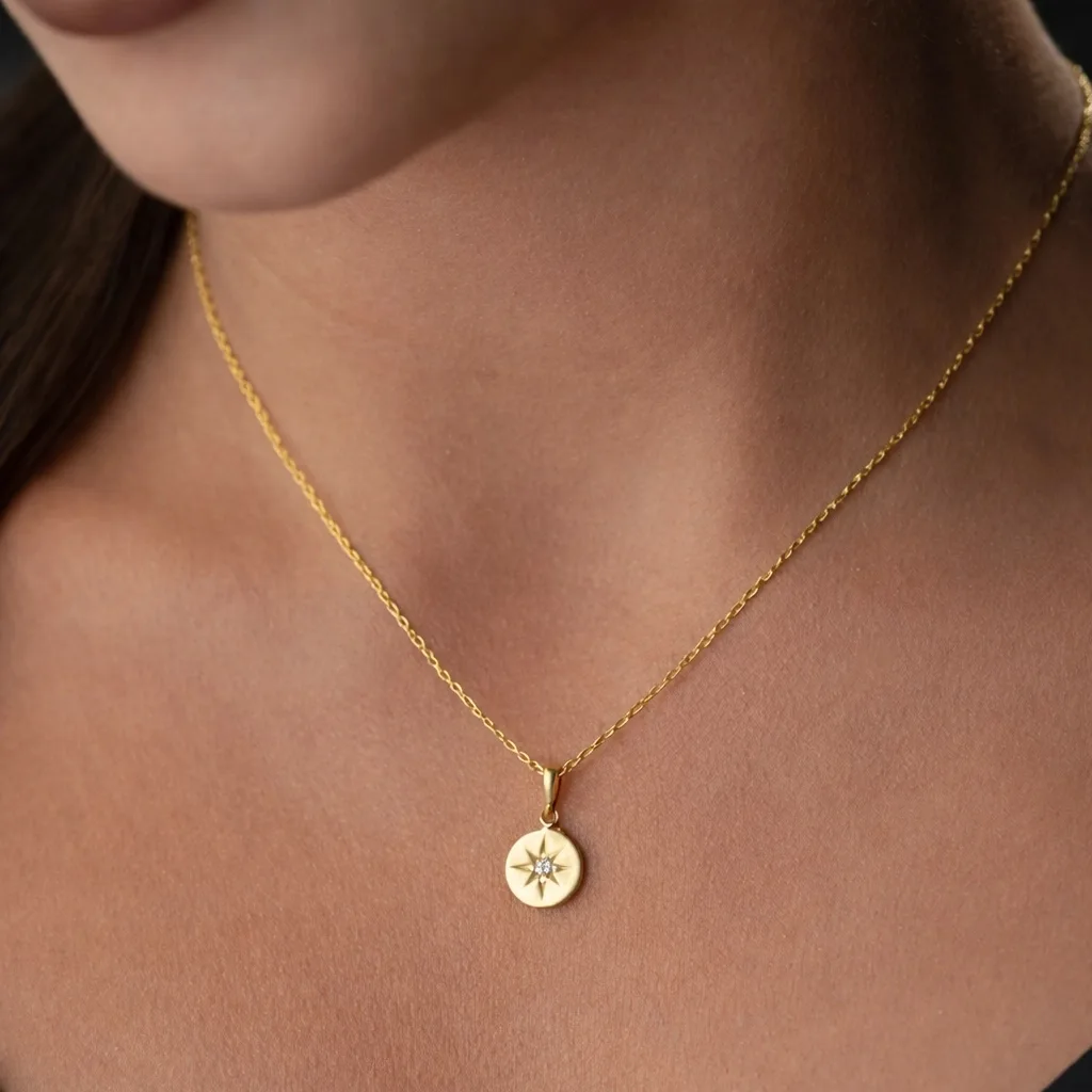 Gümüş Gold Minimal Yıldız Kadın Kolye görsel 3