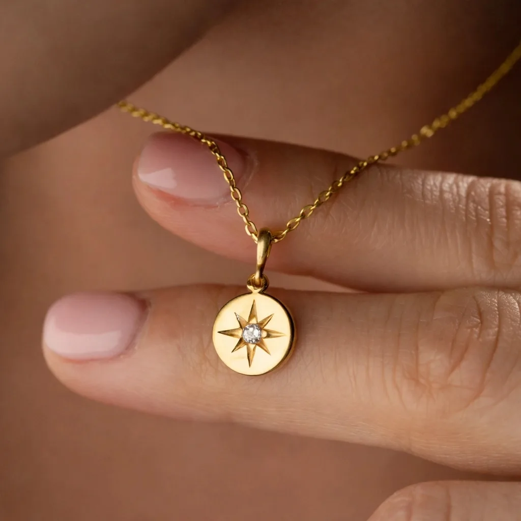 Gümüş Gold Minimal Yıldız Kadın Kolye görsel 4