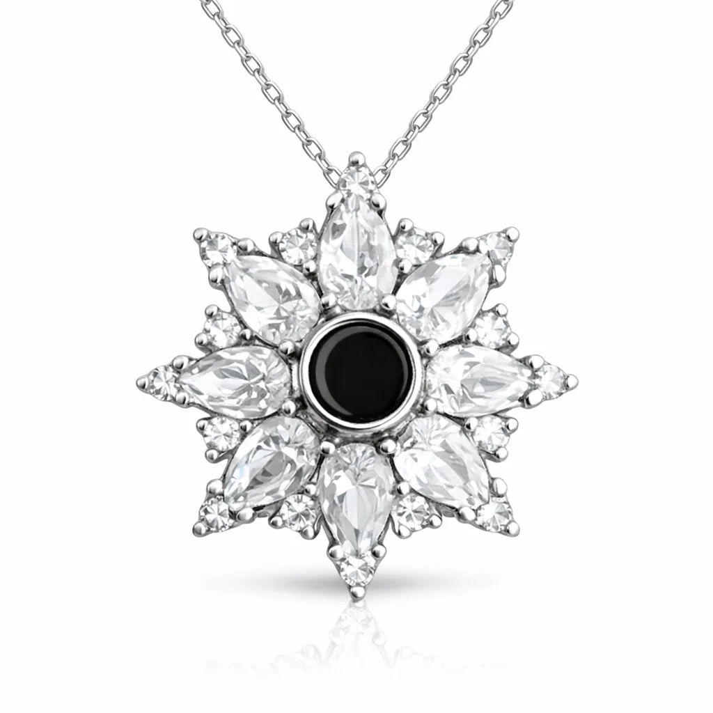 Gümüş 100 Dilde Seni Seviyorum Lotus Kadın Kolye görsel 1