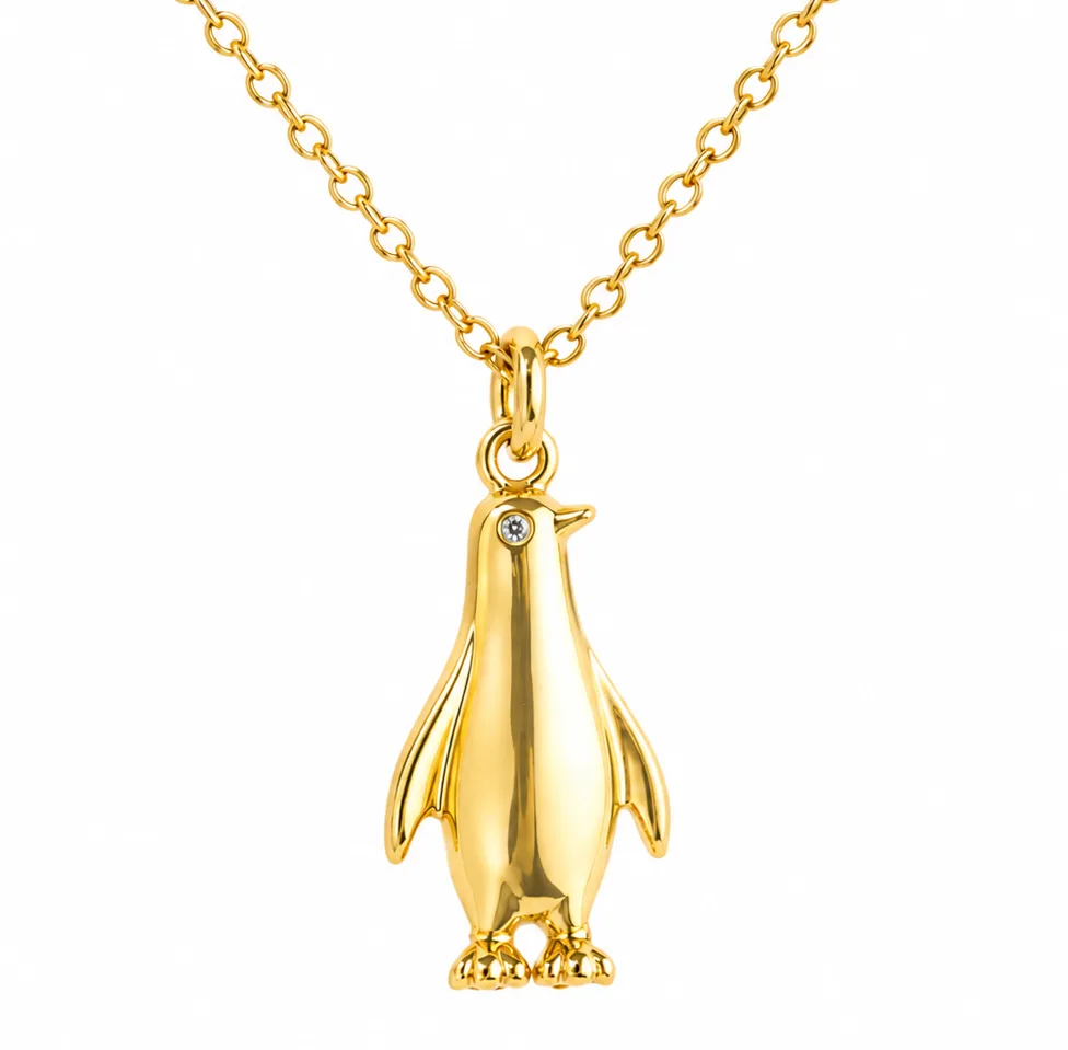 Gümüş Gold Penguen Kadın Kolye görsel 1