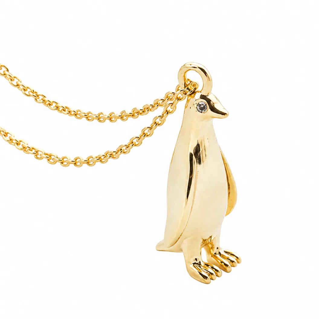 Gümüş Gold Penguen Kadın Kolye görsel 2