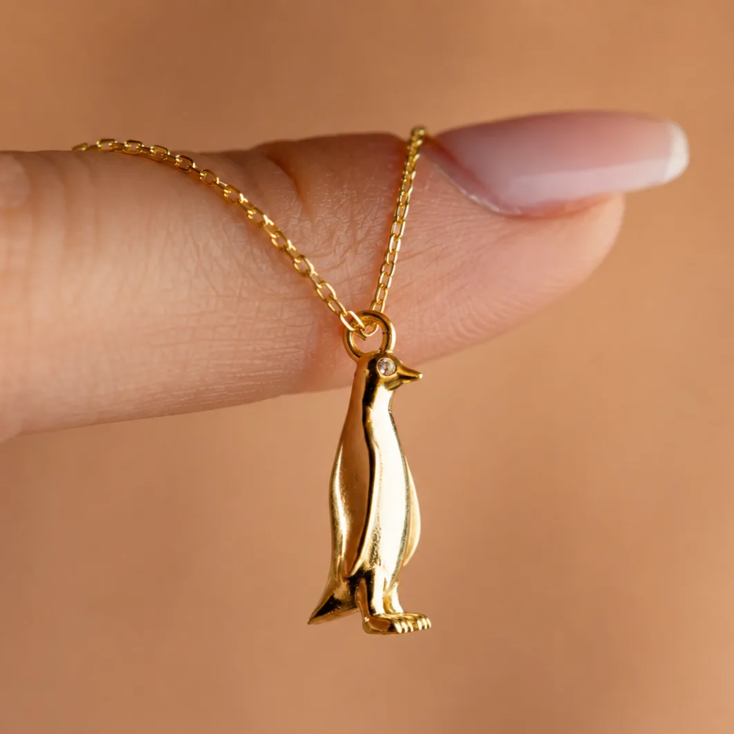 Gümüş Gold Penguen Kadın Kolye görsel 5