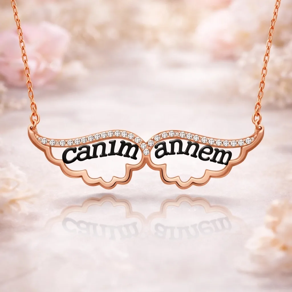 Gümüş Melek Canım Annem Bayan Kolye görsel 2