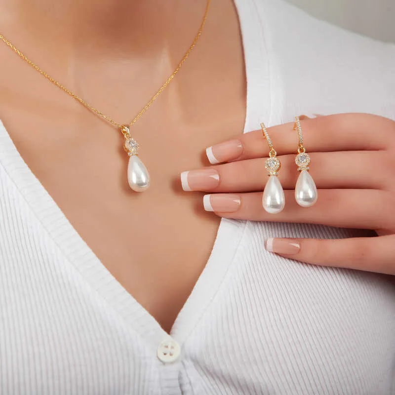 Gümüş Gold Damla İnci Kadın Set görsel 2