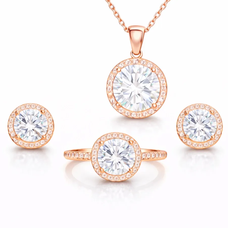 Gümüş Rose Yuvarlak Montür Tek Taş Set görsel 1