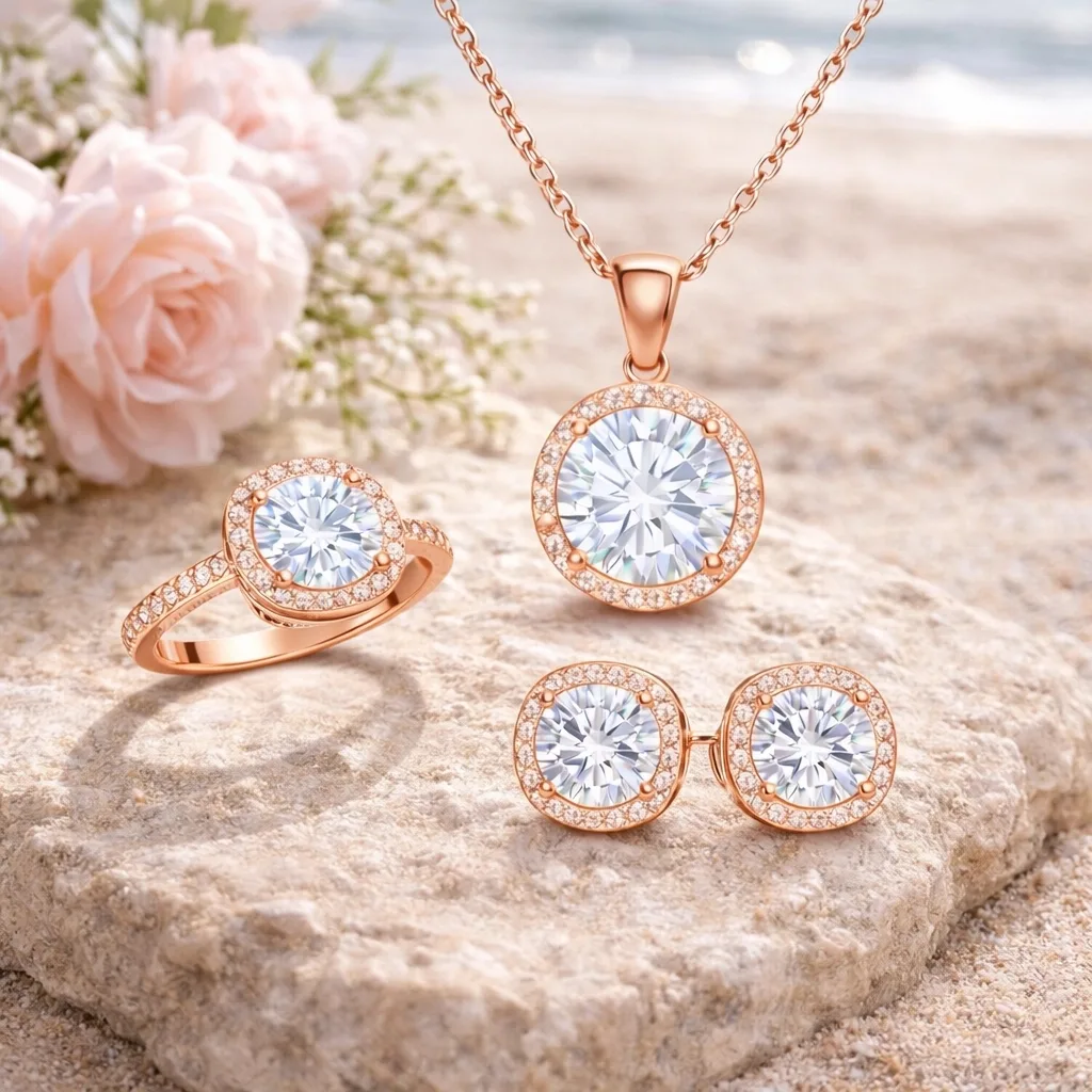 Gümüş Rose Yuvarlak Montür Tek Taş Set görsel 2