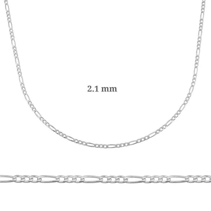 2.10 mm Gümüş Figaro Zincir - 0.60 mikron görsel 1