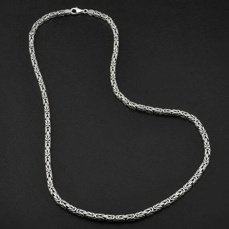 Gümüş Kral Zincir - 4 mm Köşeli görsel 3