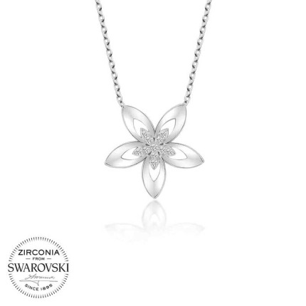 Swarovski Taşlı Gümüş Çiçek Bayan Kolye